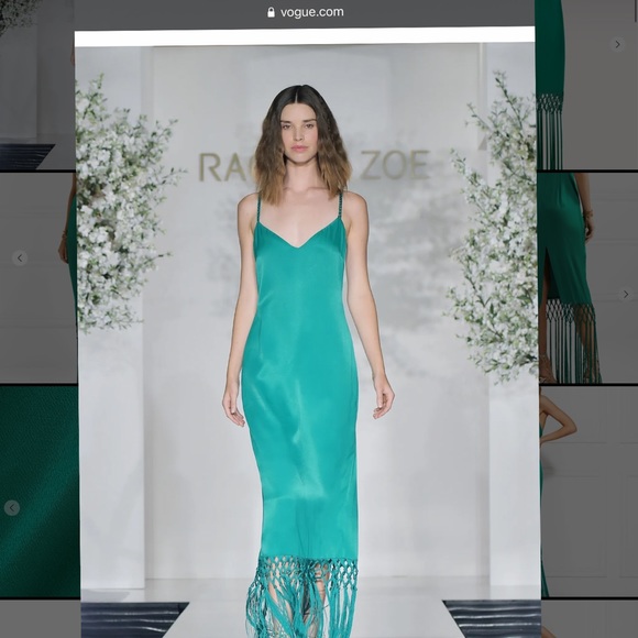 Rachel Zoe Chantelle Fringe Maxi Gown Emerald Vogue Dress! Super Hot! MP $495 - Picture 2 of 10